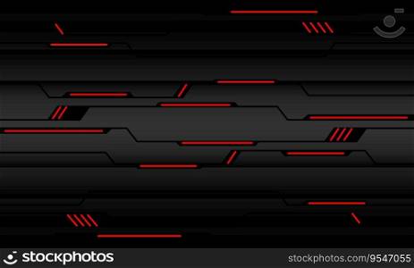 Abstract dark grey metallic geometric black shadow circuit line with red neno light design modern futuristic technology background vector illustration.