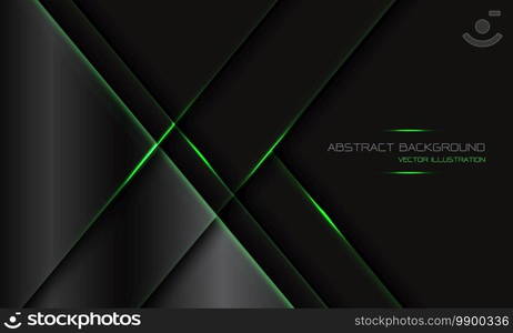 Abstract dark grey metallic geometric green light line slash with blank space design modern luxury futuristic technology background vector