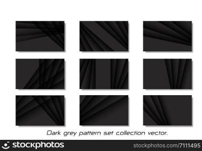 Abstract dark grey shadow line business card pattern set collection on white design modern futuristic background vector illustration.