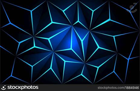 Abstract dark metallic polygon blue light futuristic technology design background vector illustration.