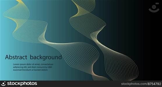 Abstract dark minimal vector background. Long banner business template with dynamic wavy gradient line