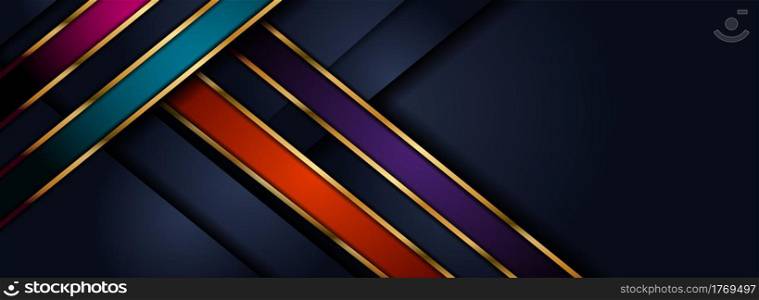 Abstract Dark Navy Background Combined with Colorful Element and Overlap Textured Layer. Graphic Design Element.