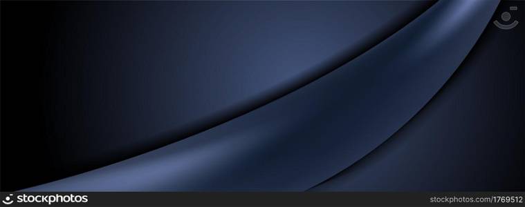 Abstract Dark Navy Background with Dynamic Wave Concept. Graphic Design Element.