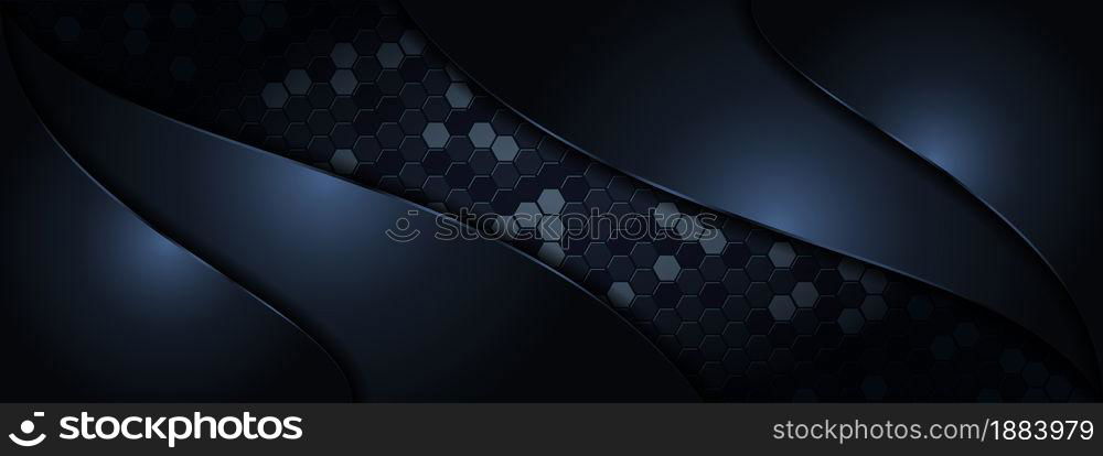 Abstract Dark Navy Background with Various Shape Combination. Usable for Background, Wallpaper, Banner, Poster, Brochure, Card, Web, Presentation. Vector Illustration Design Template. Graphic Design Element.