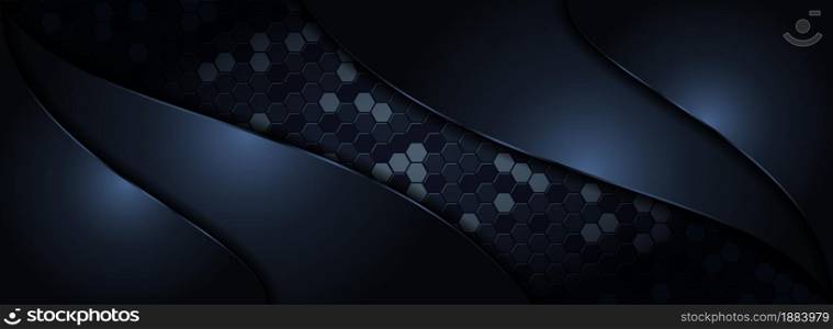 Abstract Dark Navy Background with Various Shape Combination. Usable for Background, Wallpaper, Banner, Poster, Brochure, Card, Web, Presentation. Vector Illustration Design Template. Graphic Design Element.