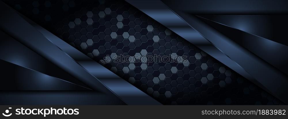 Abstract Dark Navy Background with Various Shape Combination. Usable for Background, Wallpaper, Banner, Poster, Brochure, Card, Web, Presentation. Vector Illustration Design Template. Graphic Design Element.