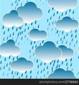 Abstract dark sky background with clouds and rain drops. Seamless pattern. Vector illustration.