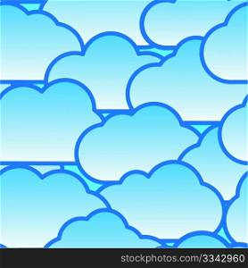 Abstract day clouds background. Seamless pattern. White - blue palette. Vector illustration.