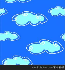 Abstract day clouds background. Seamless. White - blue palette. Vector illustration.