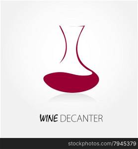 Abstract decanter sign with red wine. Wine shop logo. Abstract decanter sign with red wine. Wine shop logo.