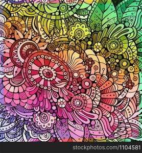 Abstract decorative cartoon multicolor rainbow floral background. Abstract multicolor floral background