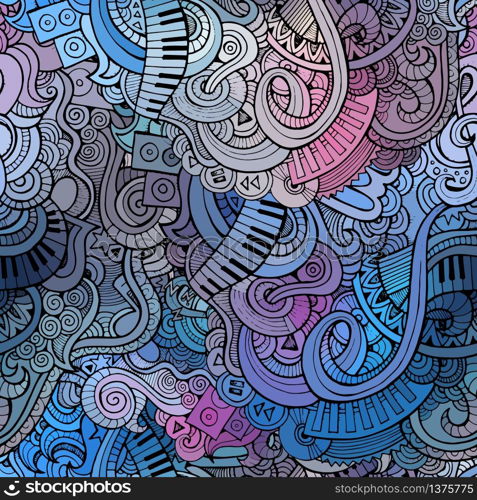 Abstract decorative doodles music seamless pattern background