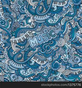 Abstract decorative doodles music seamless vector pattern
