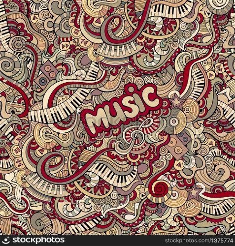 Abstract decorative doodles music theme seamless pattern. doodles music seamless pattern