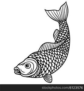 Abstract decorative fish on white background. Image for design t-shirts, prints, decorations brochures and websites.