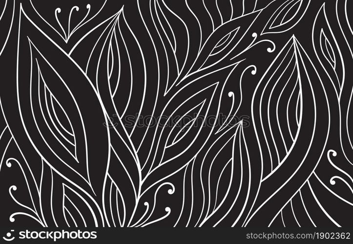 Abstract decorative floral black and white design monochrome. Vector illustration.