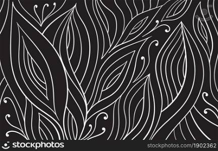 Abstract decorative floral black and white design monochrome. Vector illustration.