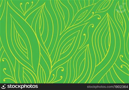 Abstract decorative green floral design for coloring book monochrome. Vector illustration.