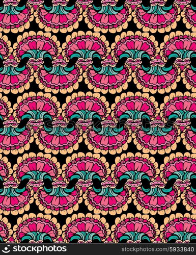 Abstract decorative seamless pattern with hand drawn floral elements