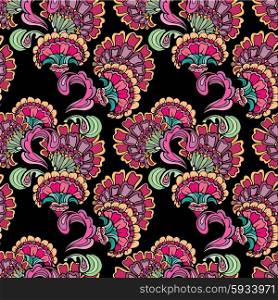 Abstract decorative seamless pattern with hand drawn floral elements