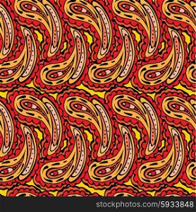Abstract decorative seamless pattern with hand drawn paisley elements