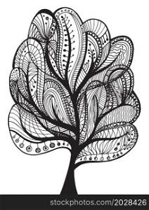 Abstract decorative tree on white creative background. Hand drawn graphic creative vector illustration.