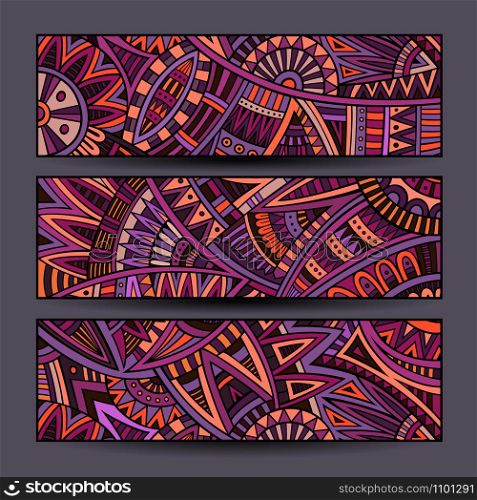 Abstract decorative vector ethnic pattern cards set. Abstract vector ethnic pattern cards set
