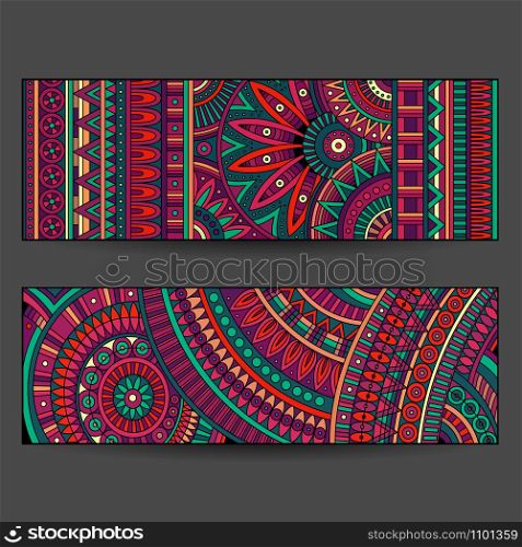 Abstract decorative vector ethnic pattern cards set. ethnic pattern cards set