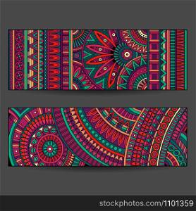 Abstract decorative vector ethnic pattern cards set. ethnic pattern cards set