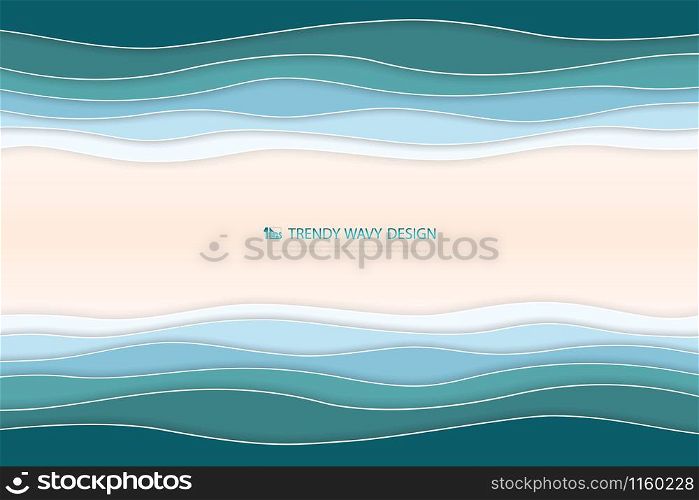 Abstract deep blue and green wavy sea background with sand space. Decorate for poster, ad, artwork, template design, ad. illustration vector eps10