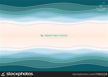 Abstract deep blue and green wavy sea background with sand space. Decorate for poster, ad, artwork, template design, ad. illustration vector eps10