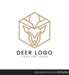 Abstract Deer Logo with Line and Hexagon Concept, Modern Luxury Logo Design.