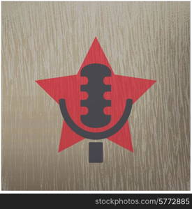 Abstract design element star with a microphone. retro