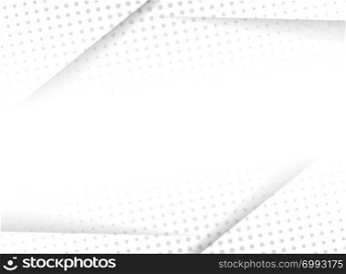 Abstract design halftone white and grey background. Decorative website layout or poster, banner, brochure, print, ad. Vector illustration