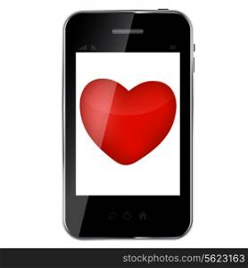 Abstract design mobile phone with heart love concept. vector illustration..