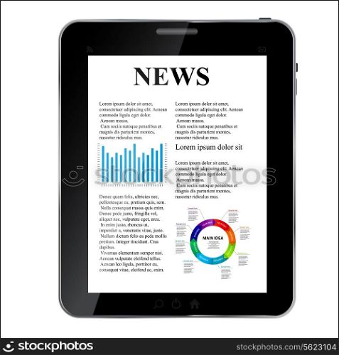 Abstract design Tablet with news concept. Vector illustration