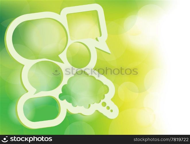 Abstract Design Template - Speech Bubbles With Copyspace on Green Bokeh Background