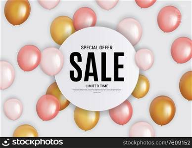 Abstract Designs Sale Banner Template with Balloons. Vector Illustration EPS10. Abstract Designs Sale Banner Template with Balloons. Vector Illustration