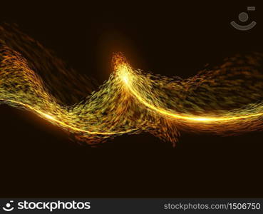 Abstract destroyed orange flame vector mesh on dark background. Futuristic technology style. Elegant background for business presentations. Flying debris. eps10