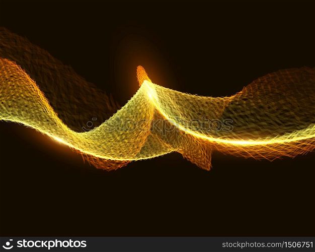 Abstract destroyed orange flame vector mesh on dark background. Futuristic technology style. Elegant background for business presentations. Flying debris. eps10