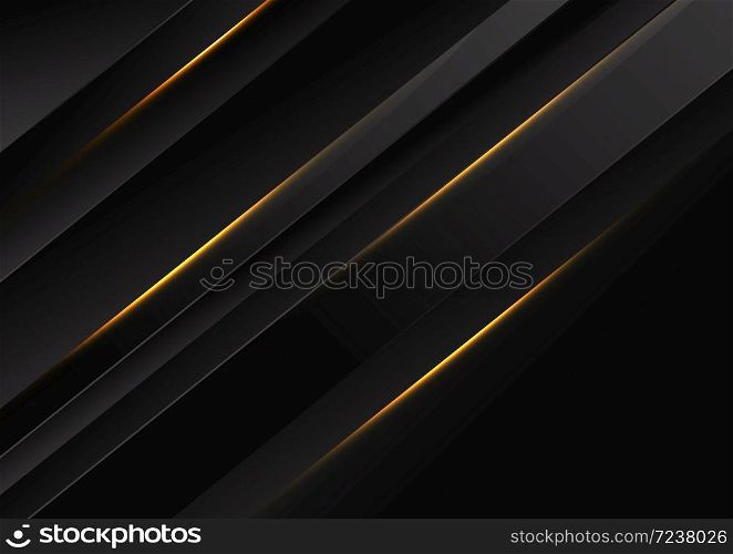 Abstract diagonal black background with golden light effect with copy space for text. Vector illustration