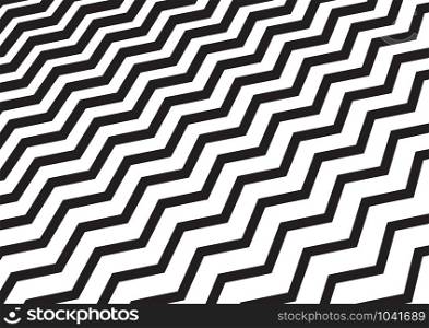 Abstract diagonal black chevron wave or wavy pattern on white background. Vector illustration