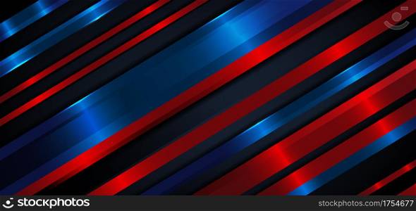 Abstract diagonal dark blue and red color stripe lines background overlapping layers decor blue light effect background. Technology elegant concept. Vector illustration