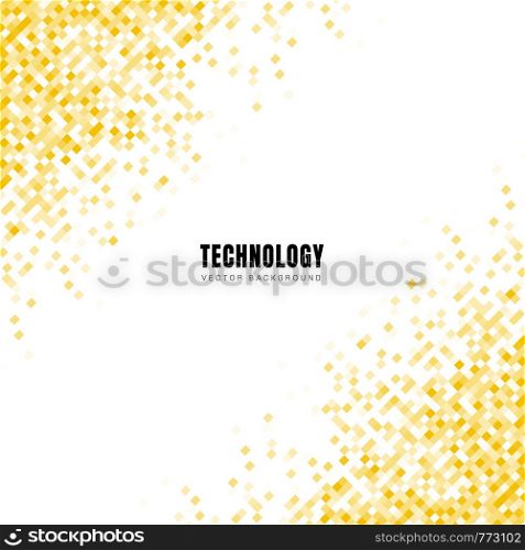 Abstract diagonal geometric yellow squares pattern on white background and texture with space for text. Technology style. Mosaic grid. Vector illustration