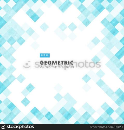 Abstract diagonal line art geometric square blue color pattern background with copy space. Vector illustration
