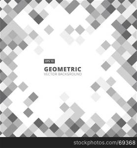 Abstract diagonal line art geometric square gray and white color pattern background with copy space. Vector illustration