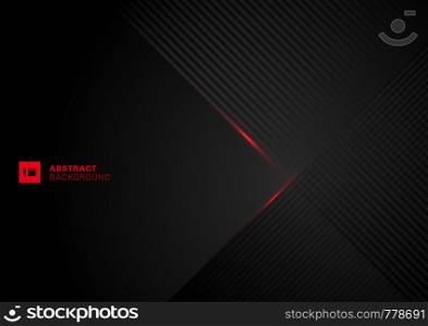 Abstract diagonal lines pattern overlap with red laser line on black background. Vector illustration