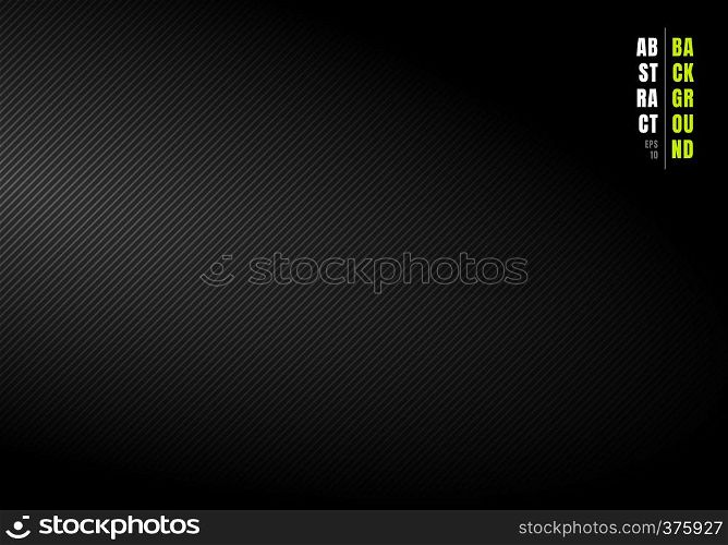 Abstract diagonal lines striped black and gray gradient background and texture with light from the side. You can use for your business. Vector illustration