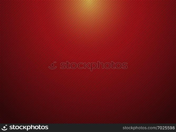 Abstract diagonal lines striped red gradient background with spotlight from above and texture for your business. Vector illustration