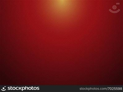 Abstract diagonal lines striped red gradient background with spotlight from above and texture for your business. Vector illustration
